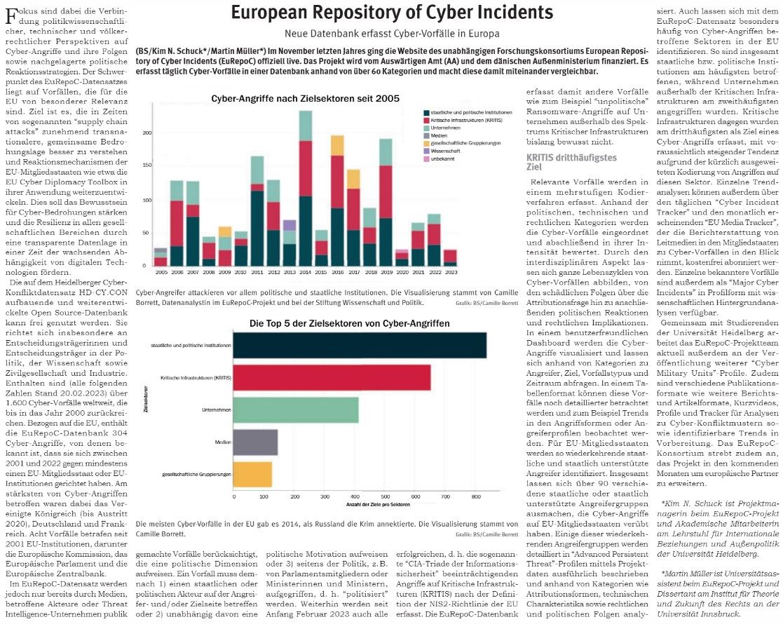 European Repository of Cyber Incidents: Neue Datenbank erfasst Cyber-Vorfälle in Europa